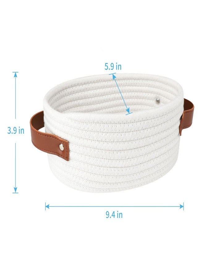 ABenkle Small Woven Basket, Mini Cotton Rope Storage Basket, Tiny White Easter Basket, Oval Decorative Toy Dog Cat Basket for Nursery, Empty Gift Baskets, 9.4" x 5.9" x 3.9" XS - Image 2